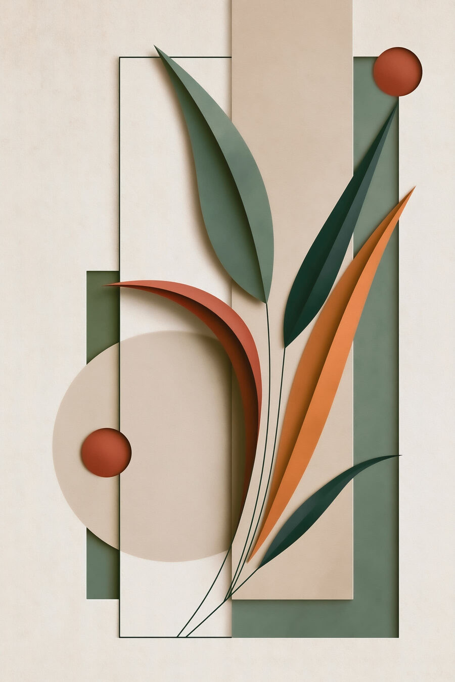 Folhas verdes e laranja — design completo