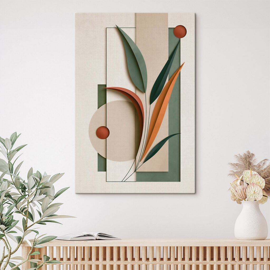 Folhas verdes e laranja — interior 2