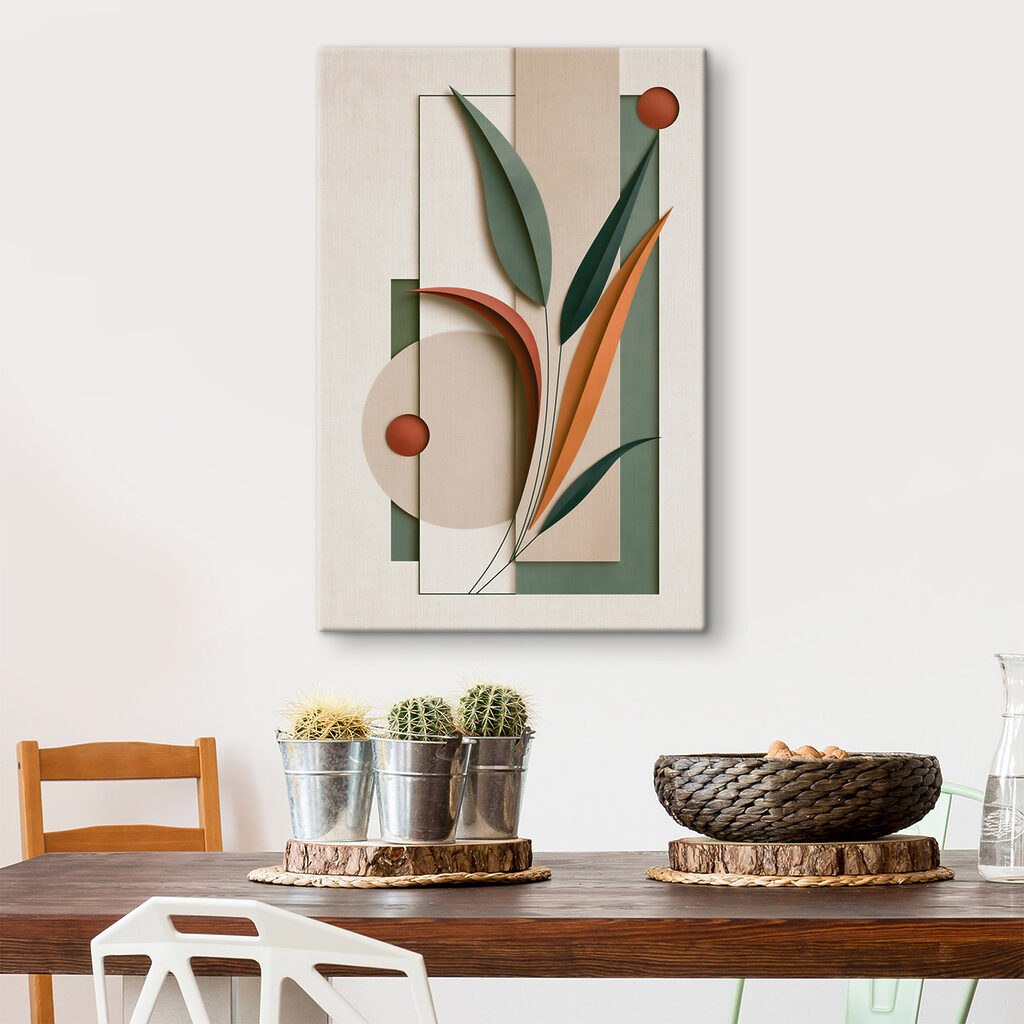 Folhas verdes e laranja — interior 3