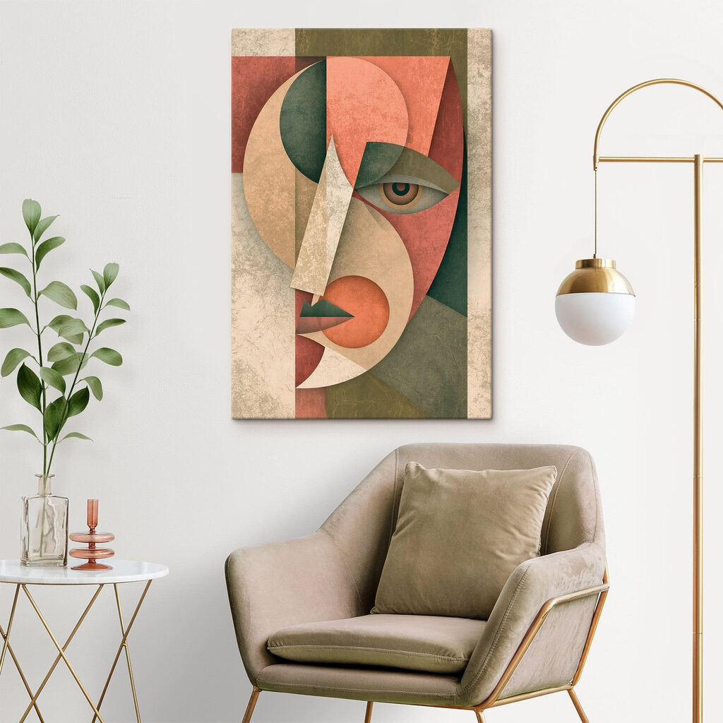 Olhar entre círculos rosa — interior 1