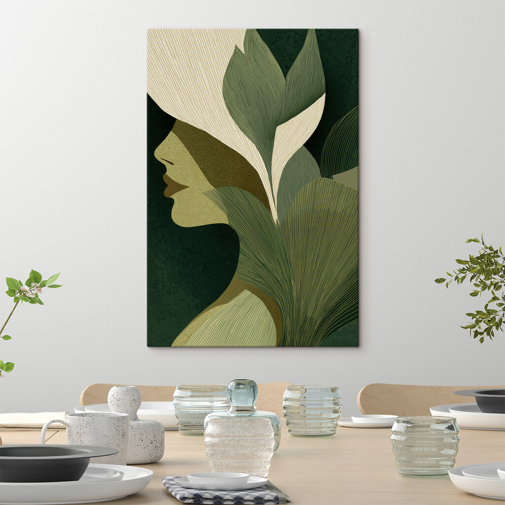Perfil entre folhas verdes — interior 2