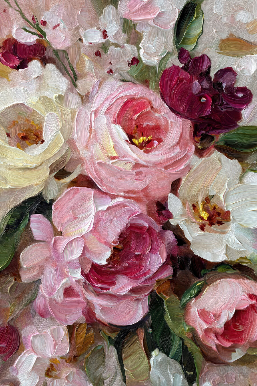 Rosas em pinceladas rosa — design completo