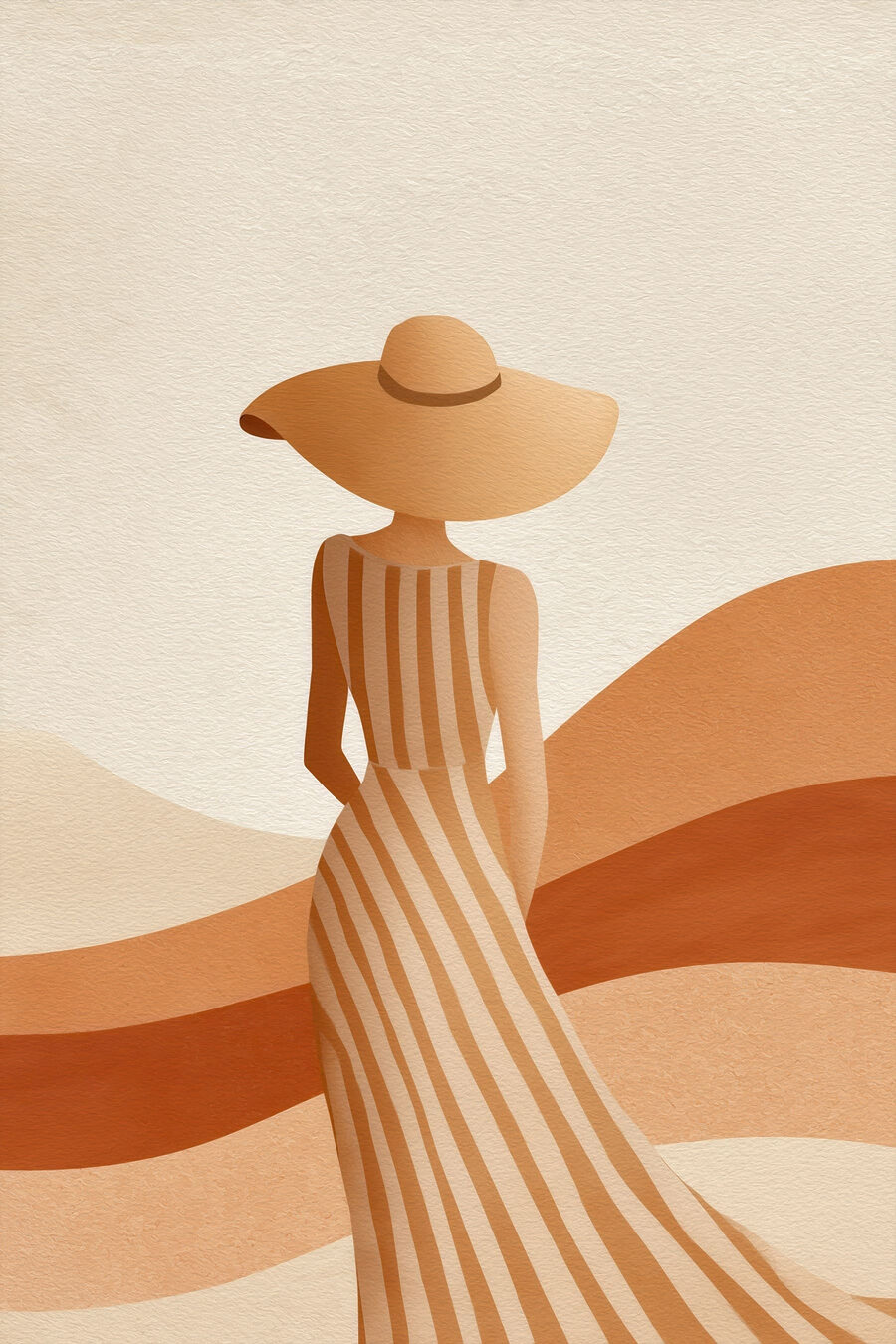 Vestido riscado entre dunas — design completo