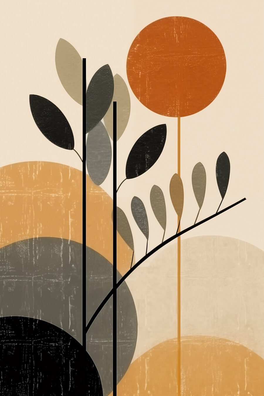 Folhas escuras e laranja — design completo