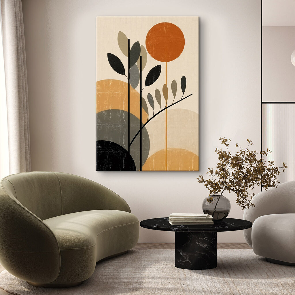 Folhas escuras e laranja — interior 1