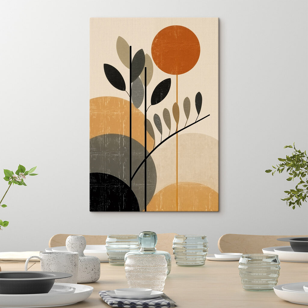 Folhas escuras e laranja — interior 2