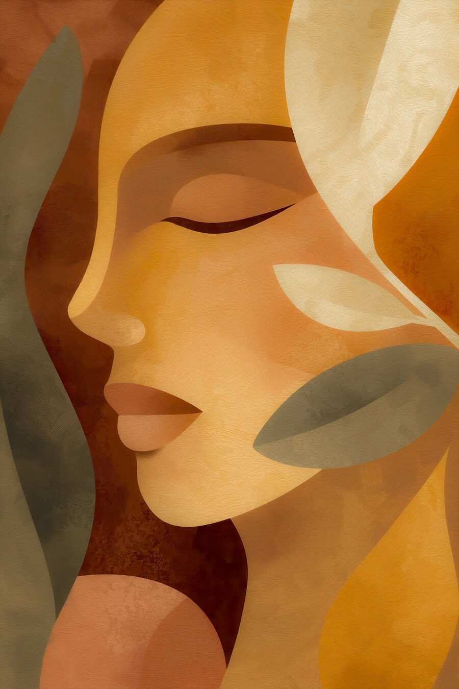 Olhos fechados em ocre — design completo