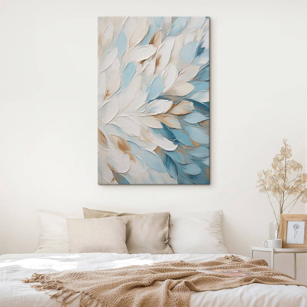 Folhas azuis em creme — interior 2