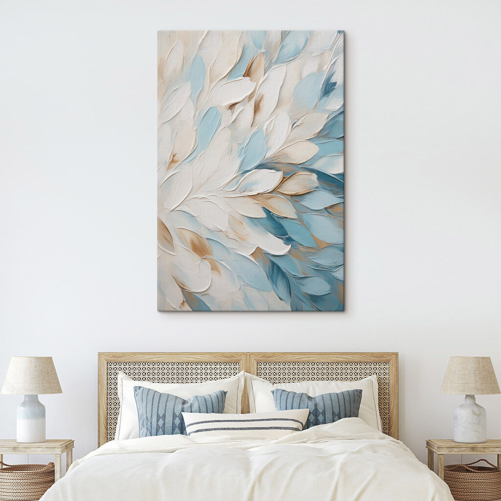 Folhas azuis em creme — interior 1