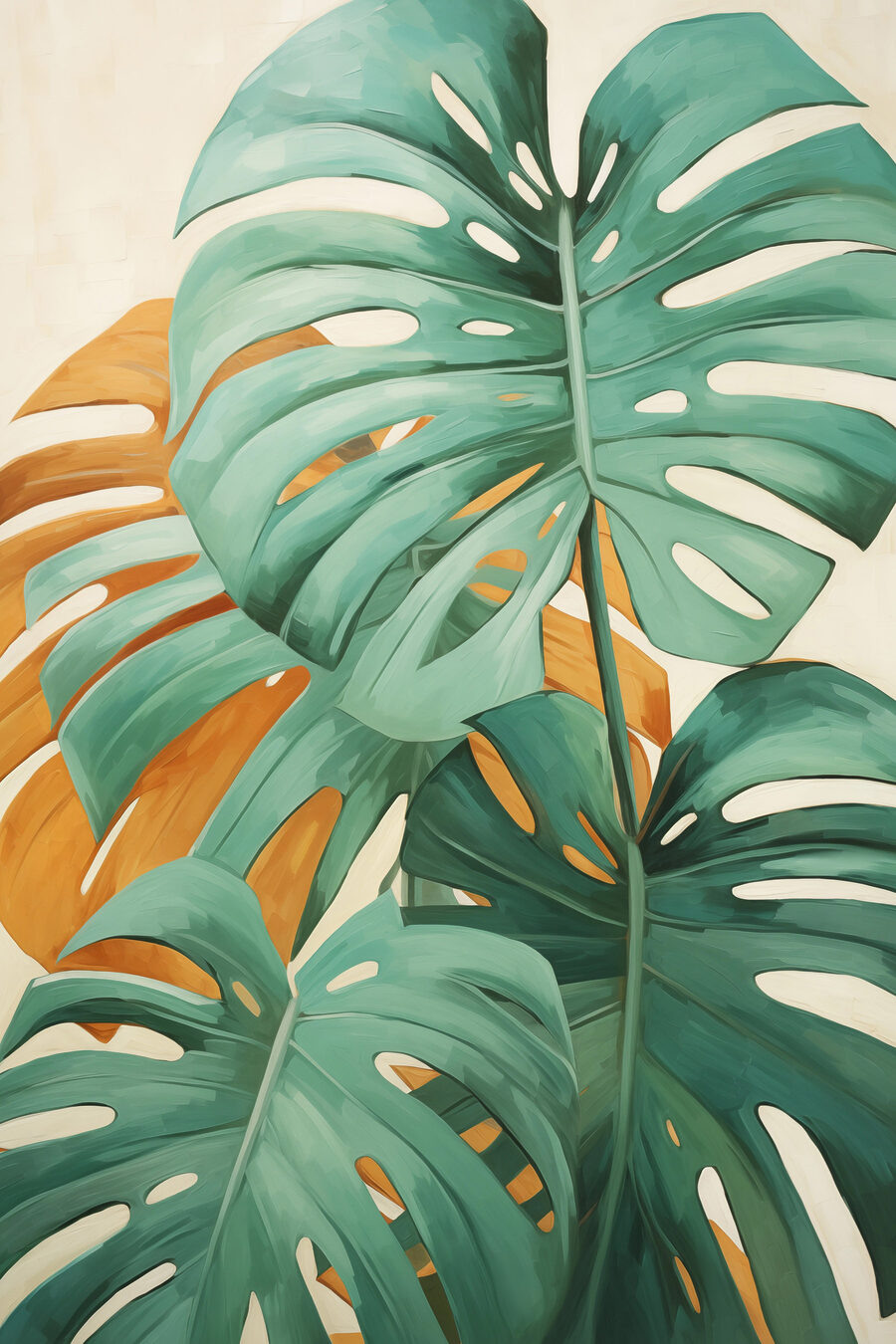 Monstera verde sobre ocre — design completo