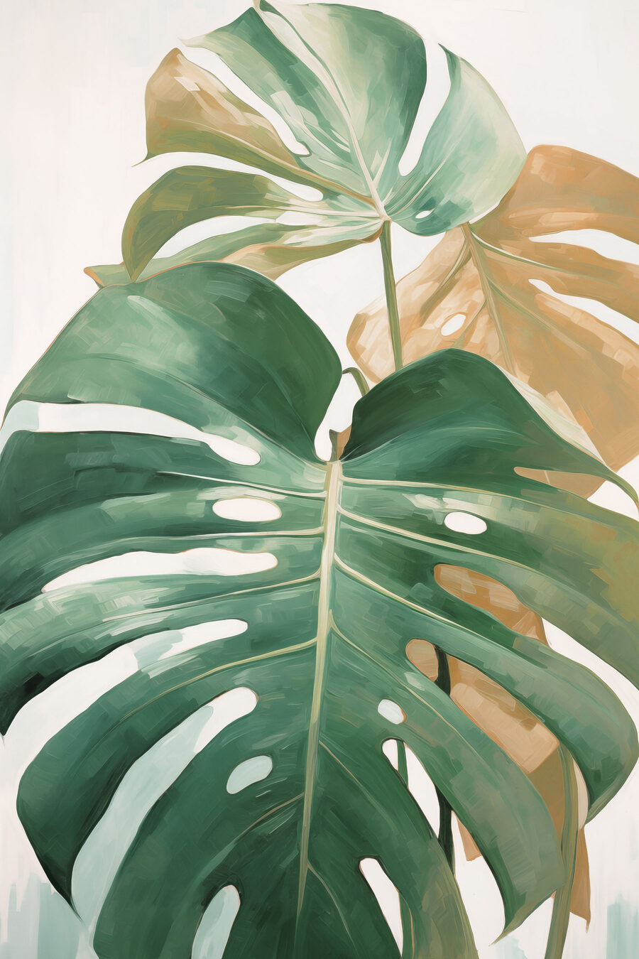 Monstera em pinceladas verdes — design completo