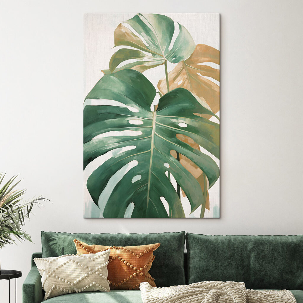 Monstera em pinceladas verdes — interior 2
