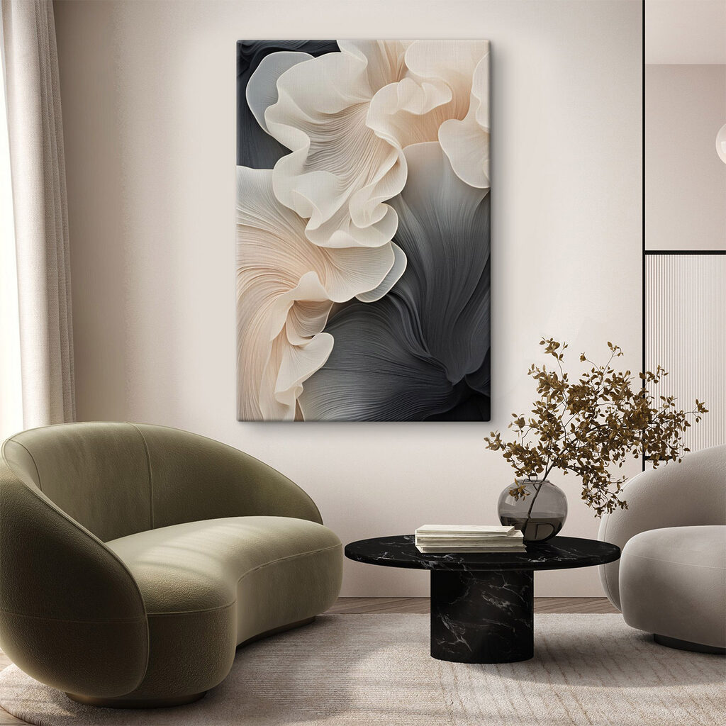 Bordas creme sobre preto — interior 1