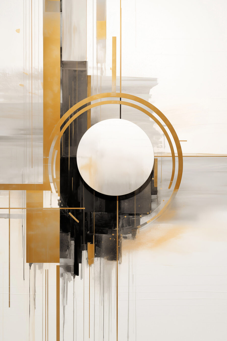 Círculo branco e dourado — design completo