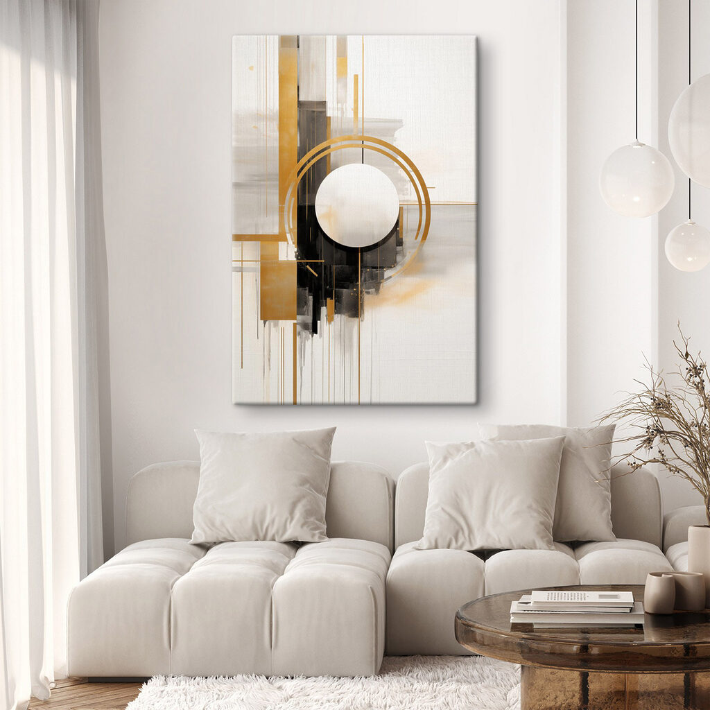 Círculo branco e dourado — interior 1