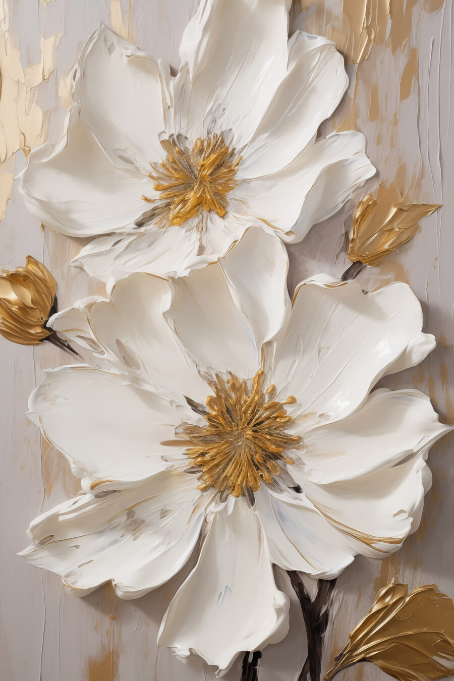 Flores brancas com dourado — design completo