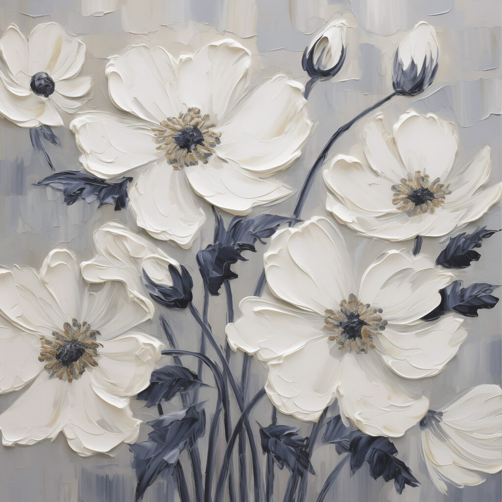 Flores brancas em azul-escuro — design completo