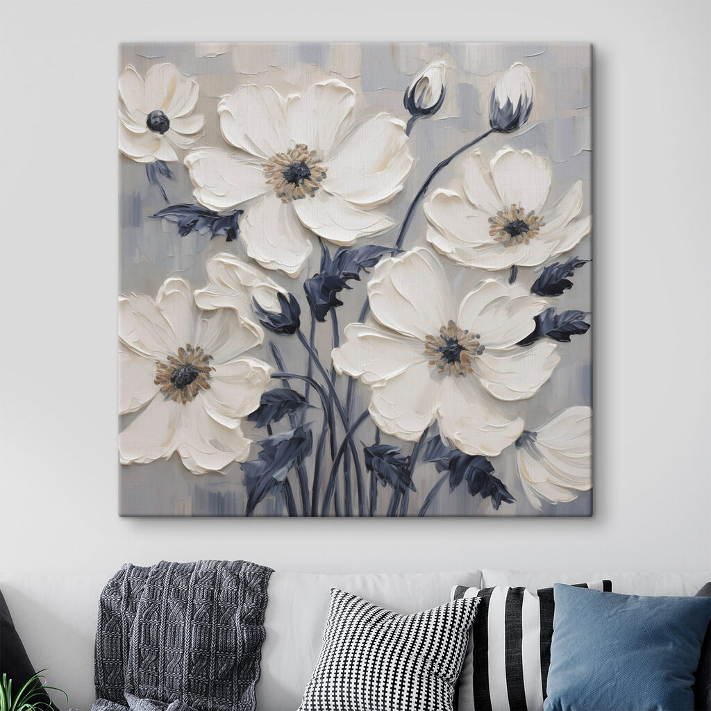 Flores brancas em azul-escuro — interior 2