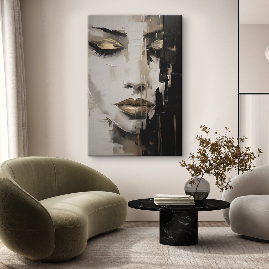 Olhar entre tinta dourada — interior 2