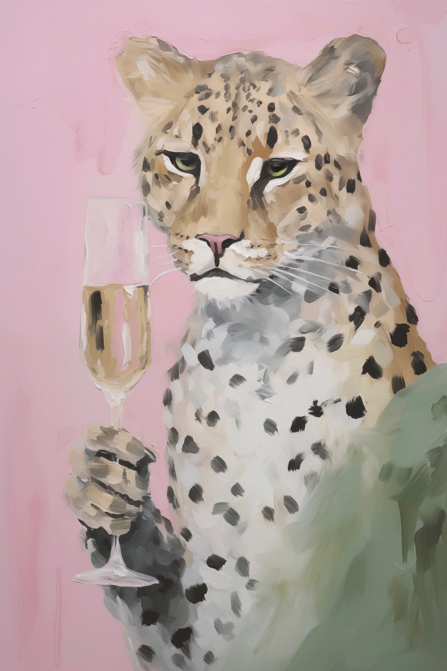 Leopardo com copo — design completo