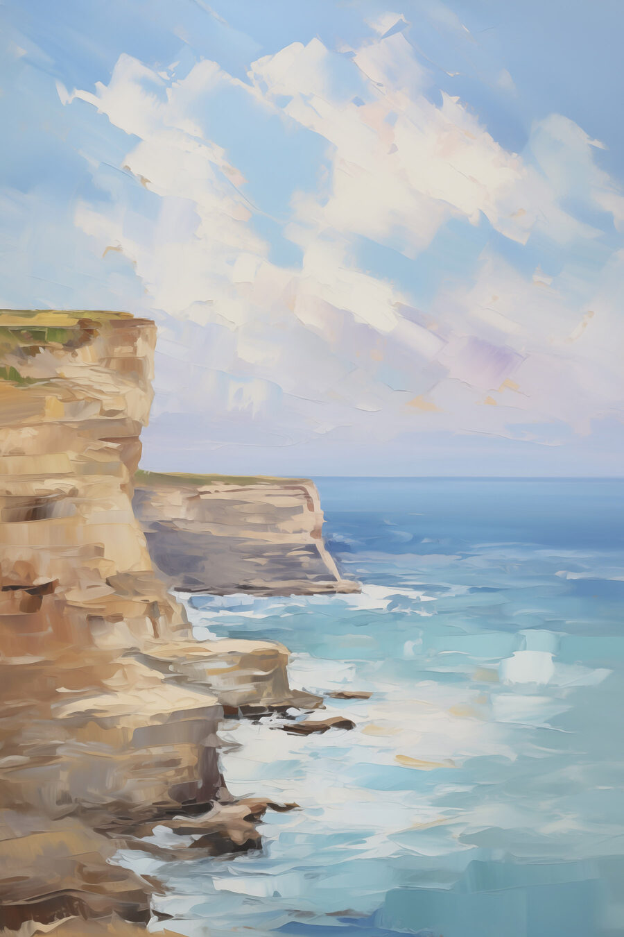 Falésias sobre mar azul — design completo