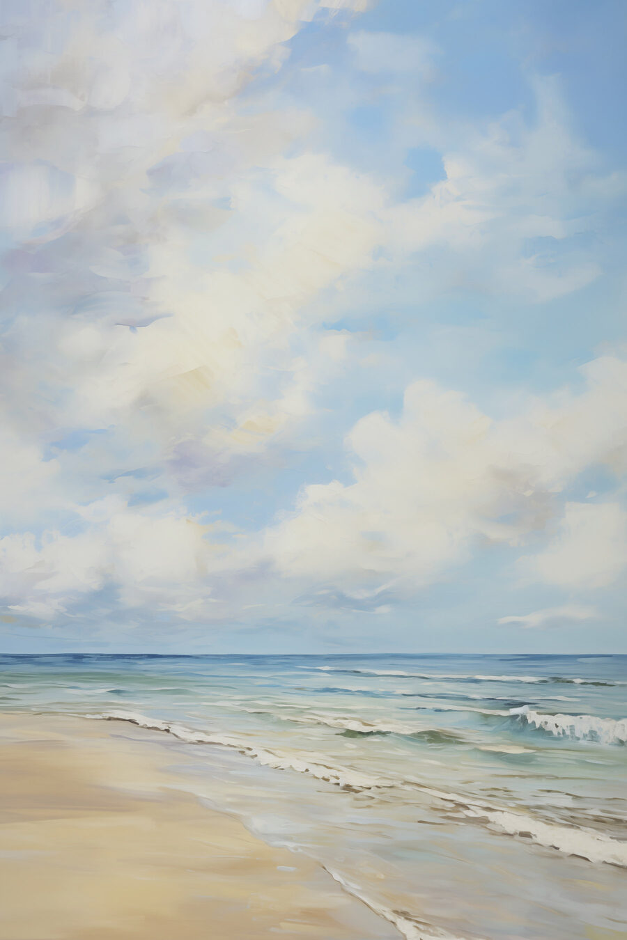 Praia clara sob nuvens — design completo