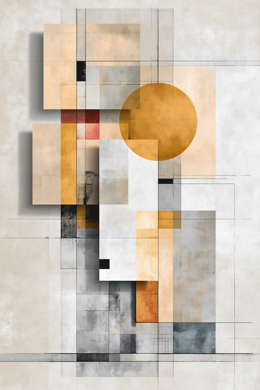 Círculo ocre e molduras — design completo