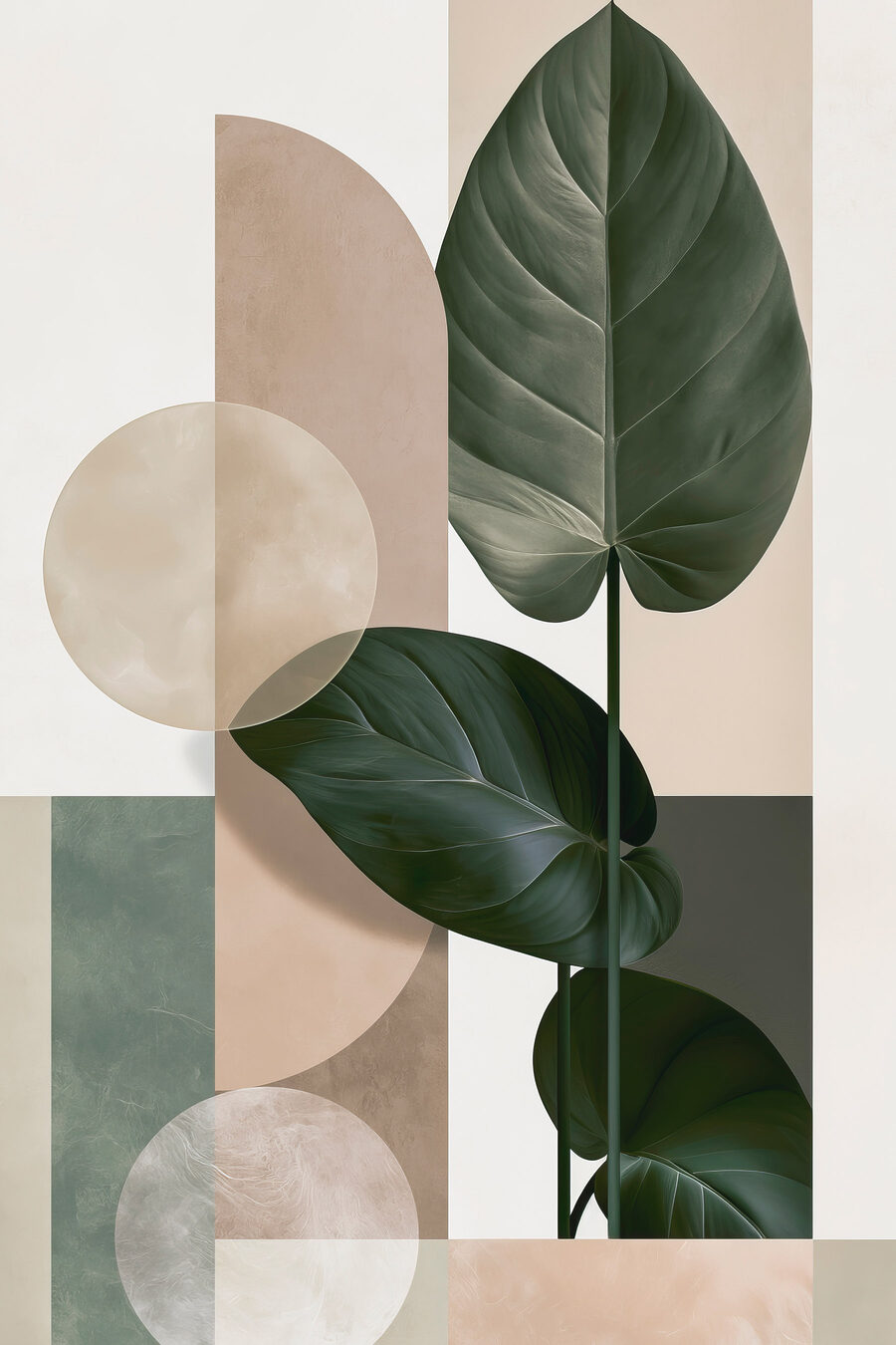 Folhas verdes sobre círculos — design completo