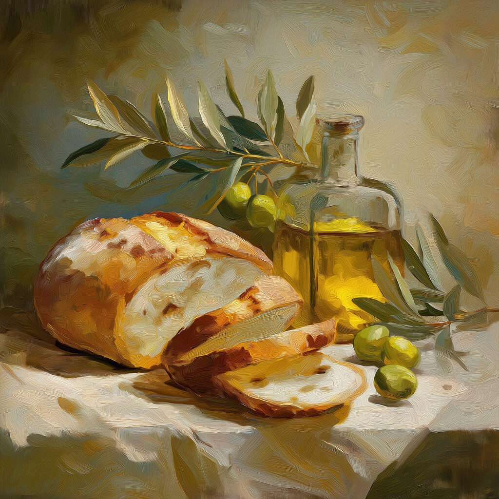 Pão e azeitonas — design completo