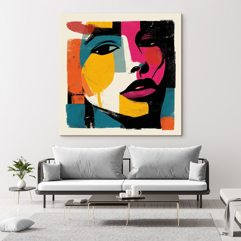 Rosto em cores vivas — interior 1