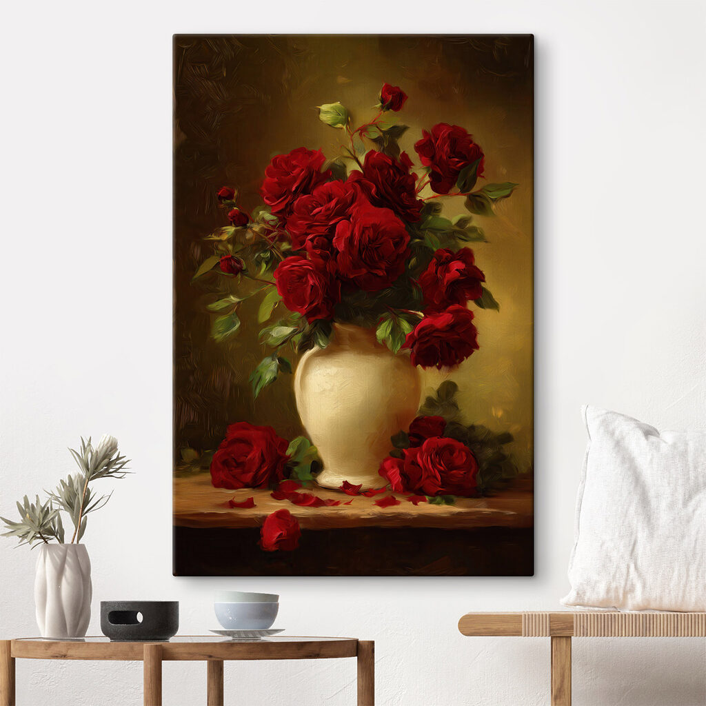 Rosas vermelhas num vaso — interior 1
