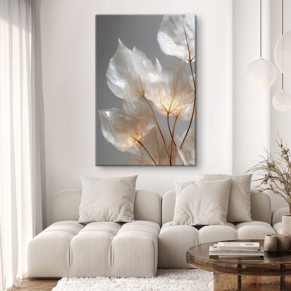 Folhas luminosas em cinzento — interior 1