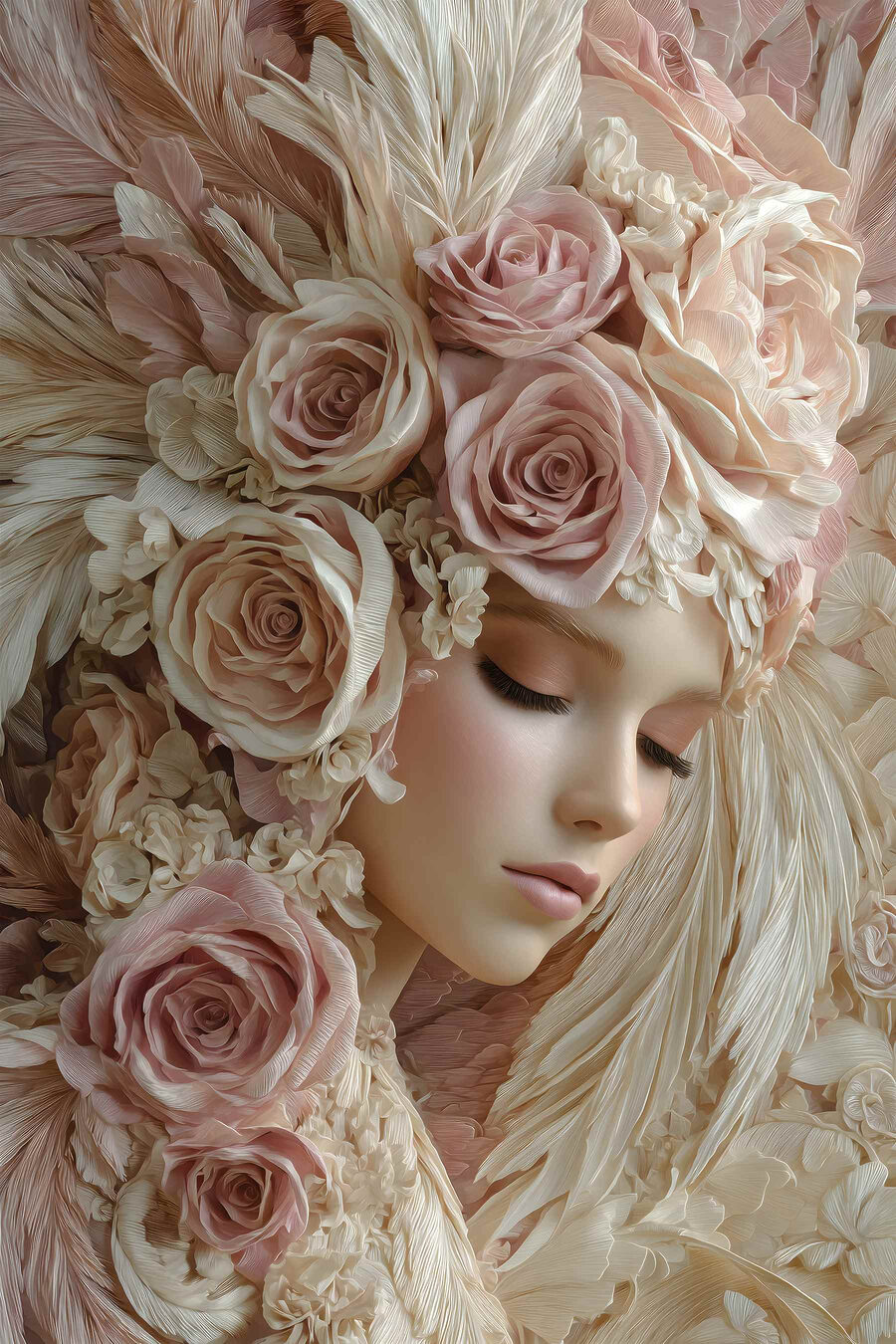 Mulher entre rosas — design completo