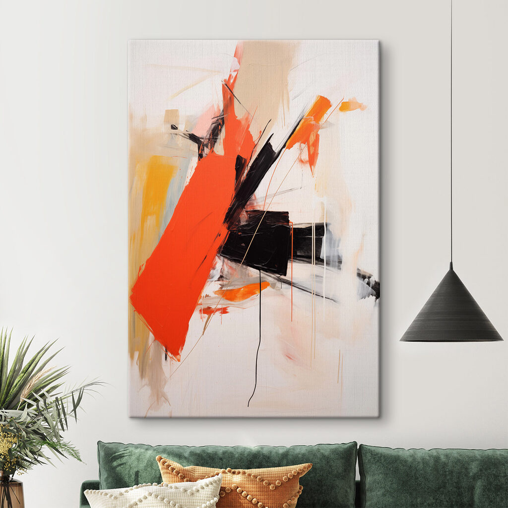 Pincelada laranja sobre preto — interior 1
