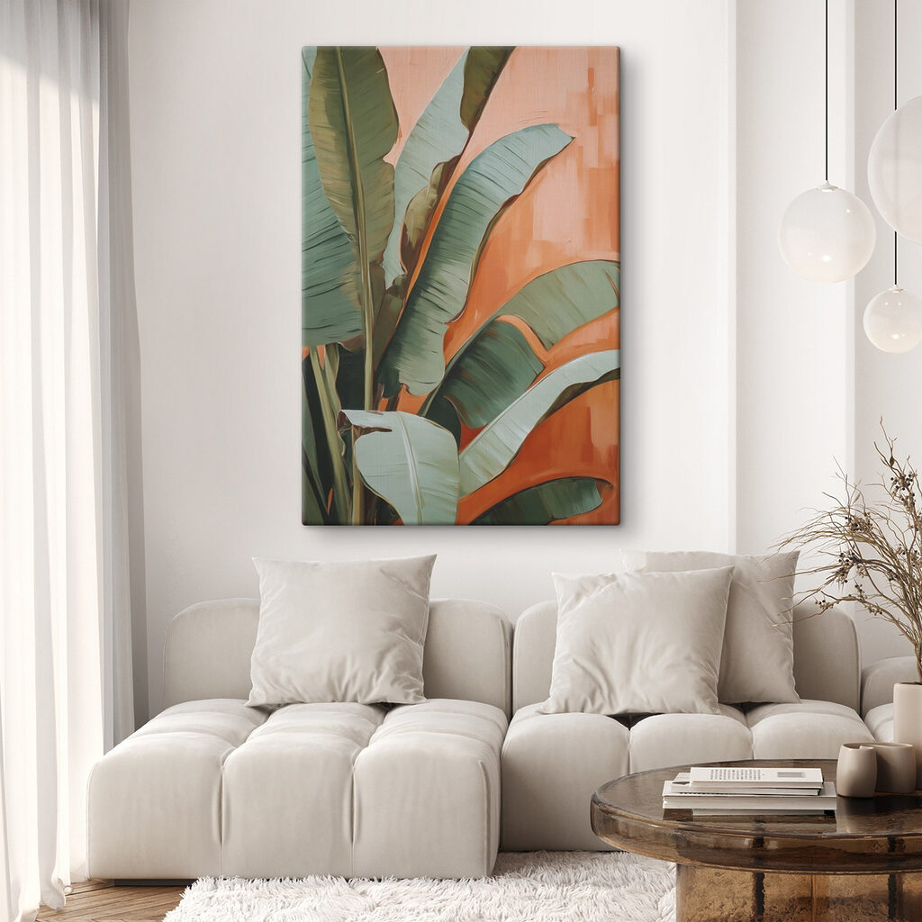 Folhas verdes sobre terracota — interior 2