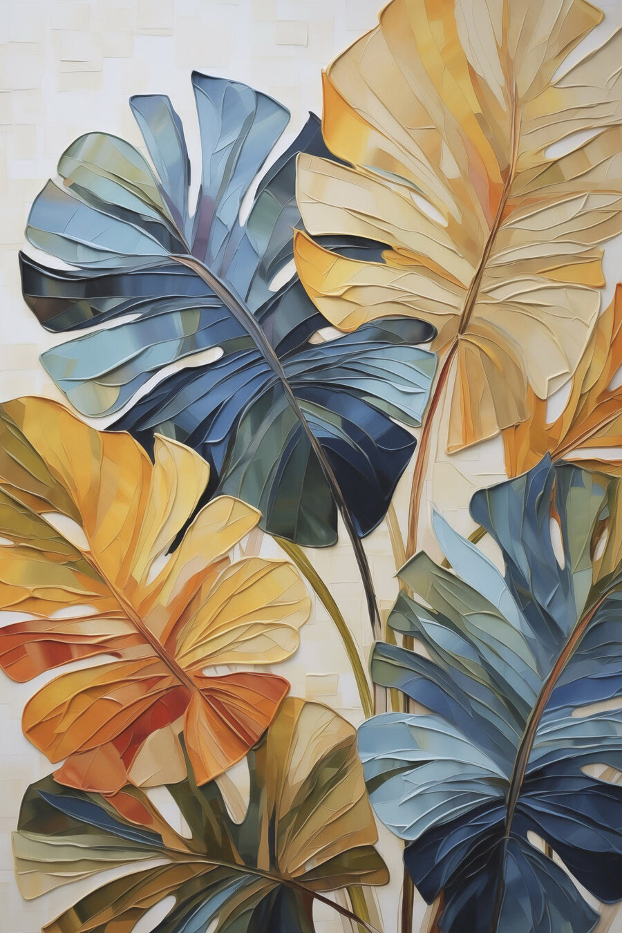 Monstera azul e amarela — design completo