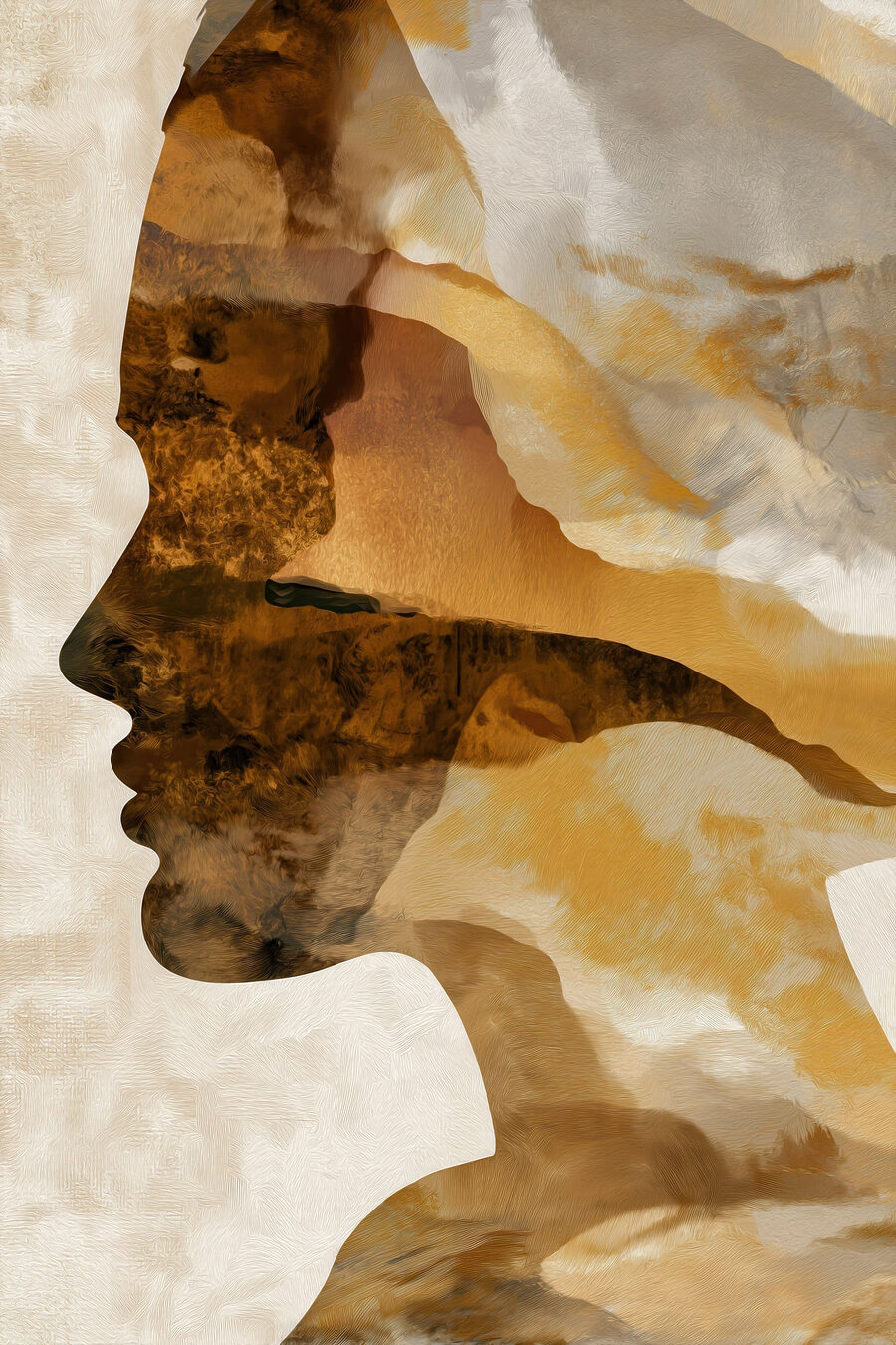 Perfil dourado de mulher — design completo