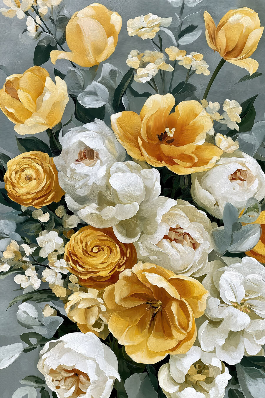 Rosas amarelas e creme — design completo