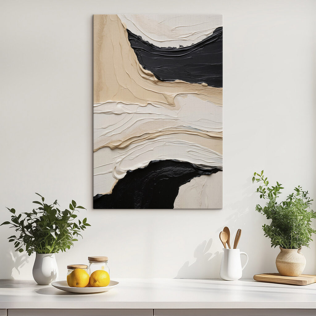 Ondas brancas sobre preto — interior 1