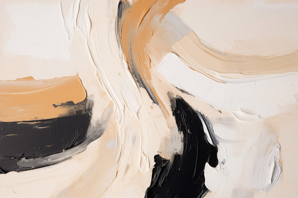 Pinceladas curvas em ocre — design completo