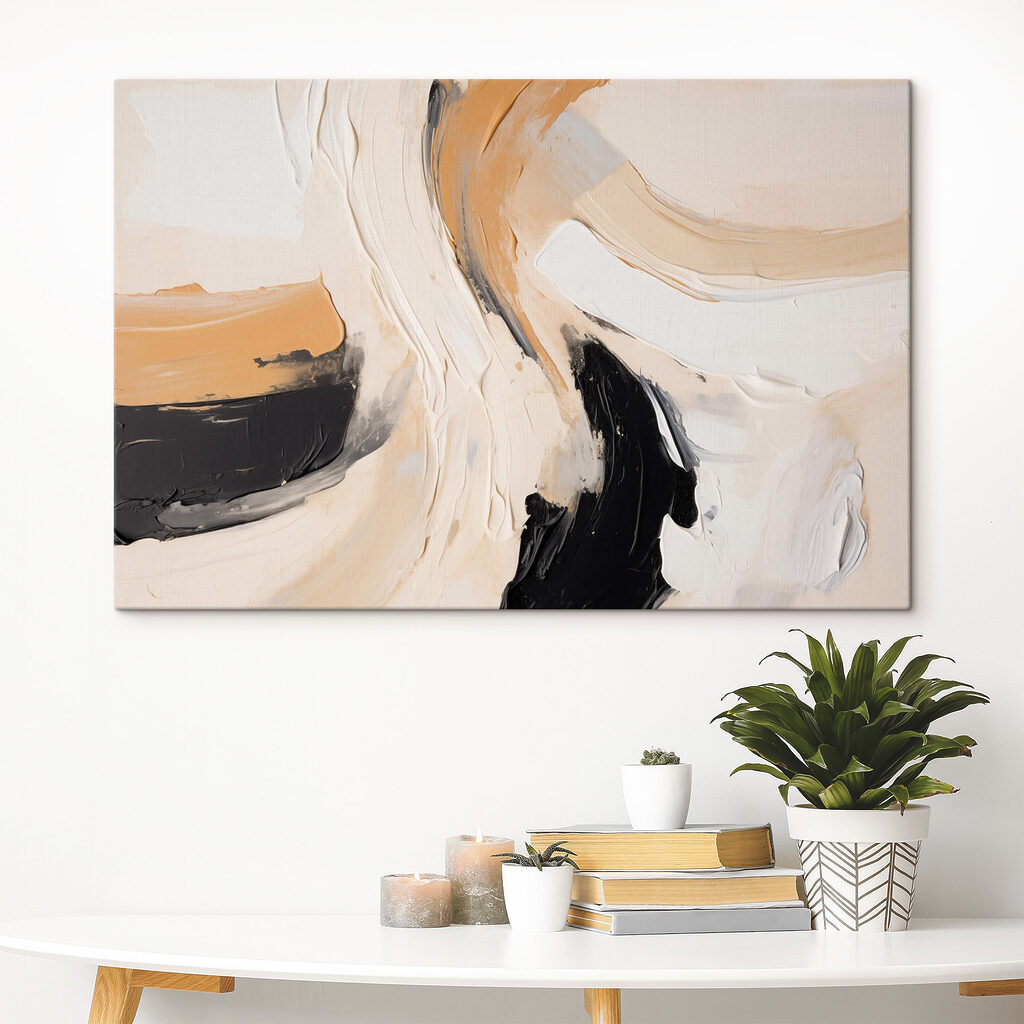 Pinceladas curvas em ocre — interior 2