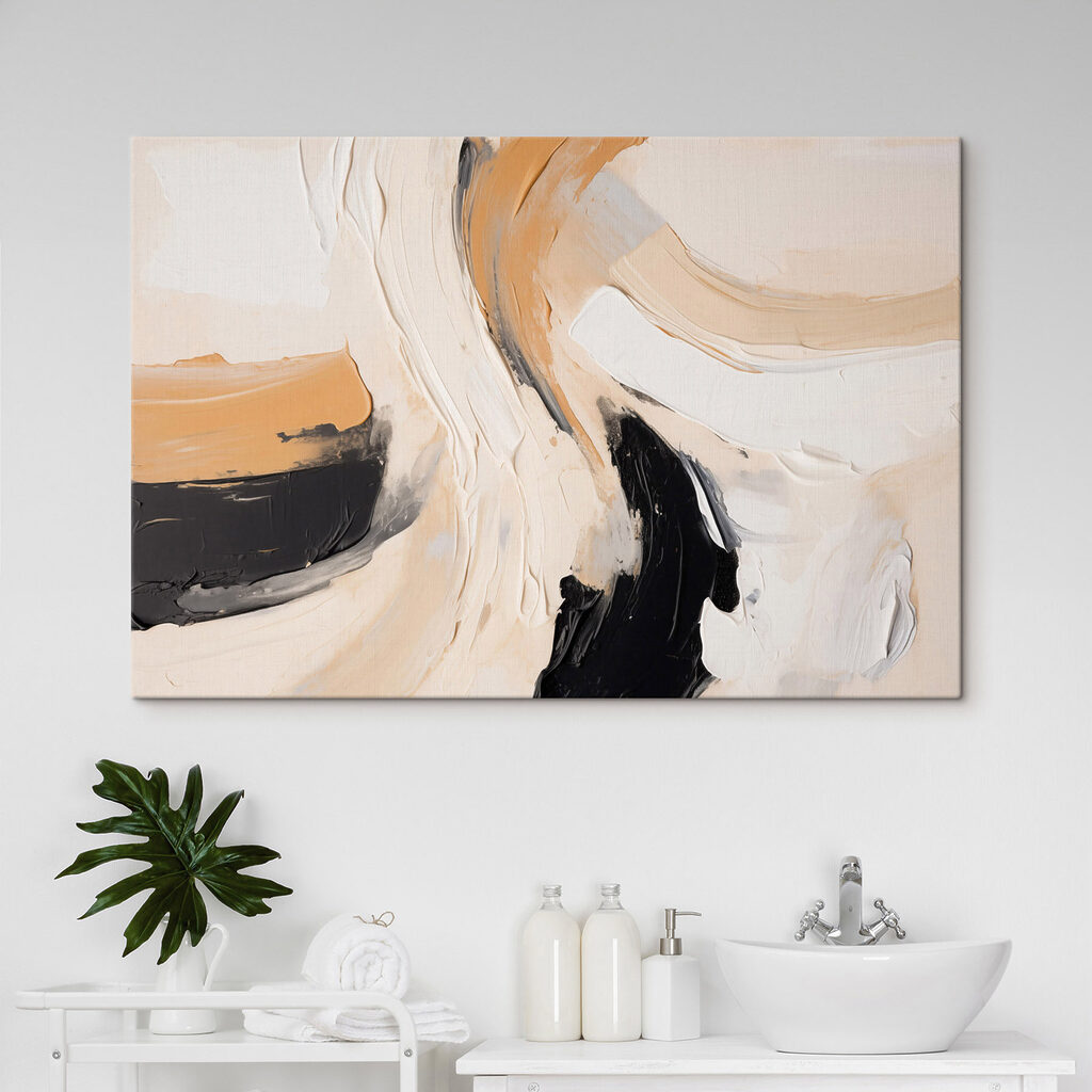 Pinceladas curvas em ocre — interior 1