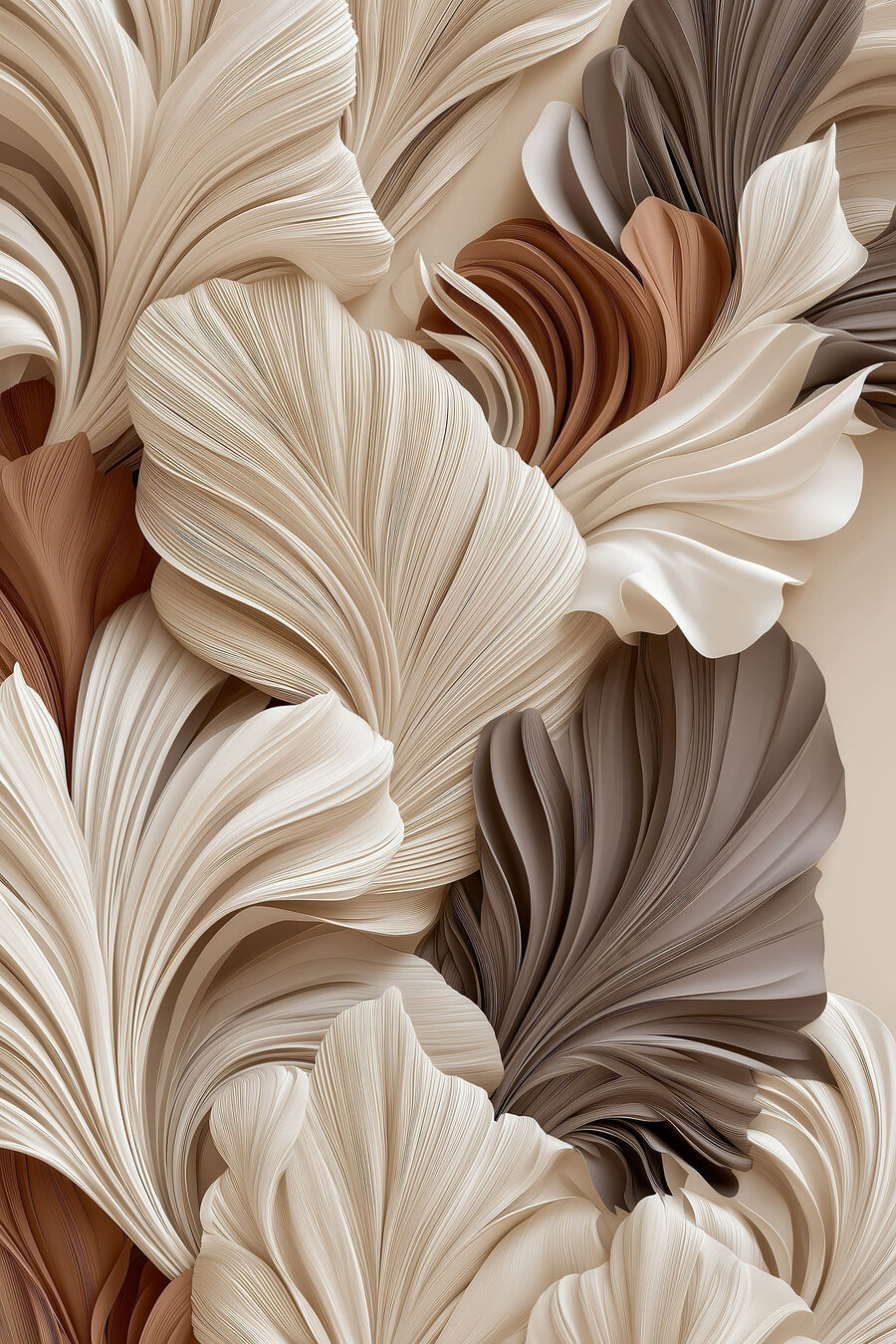 Folhas creme e castanho — design completo