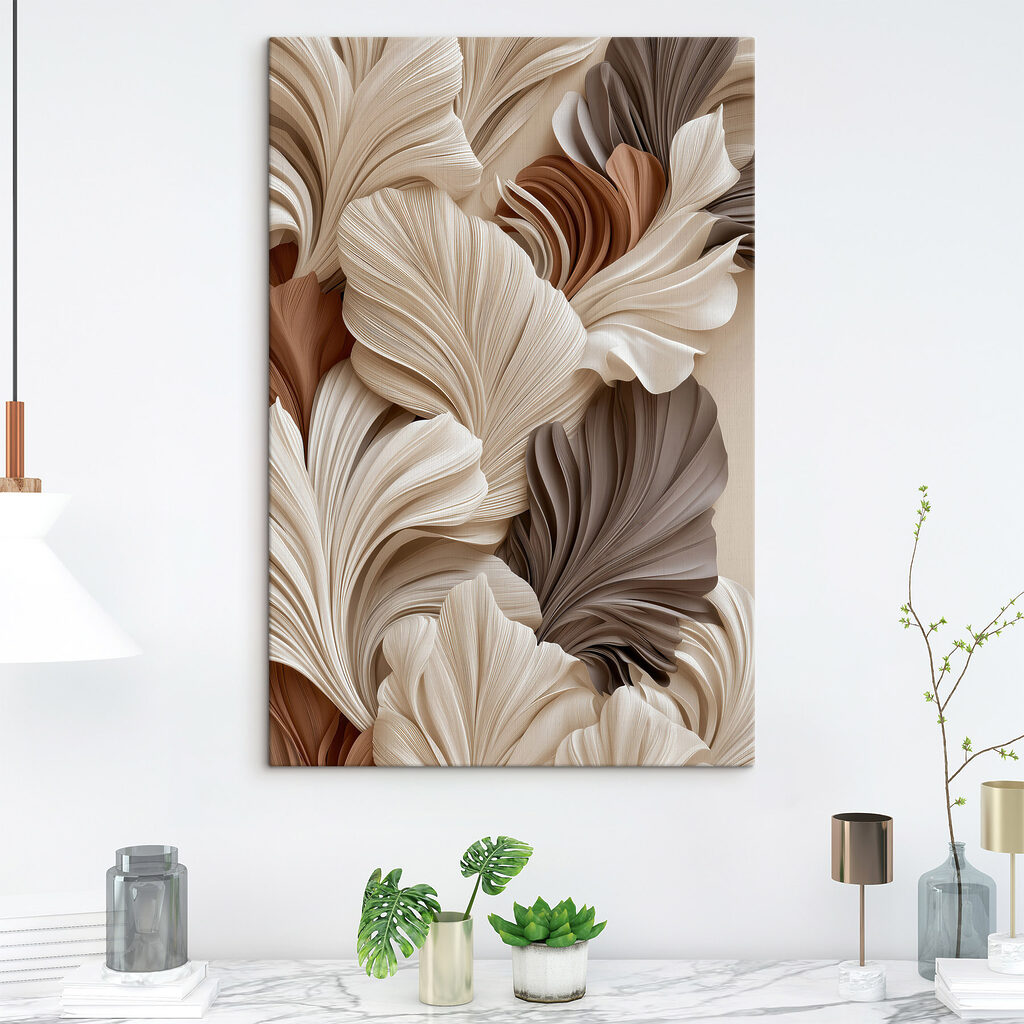 Folhas creme e castanho — interior 2