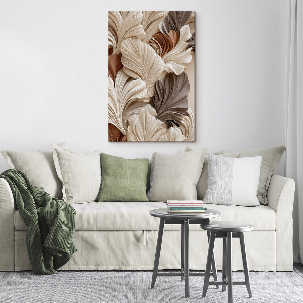 Folhas creme e castanho — interior 1
