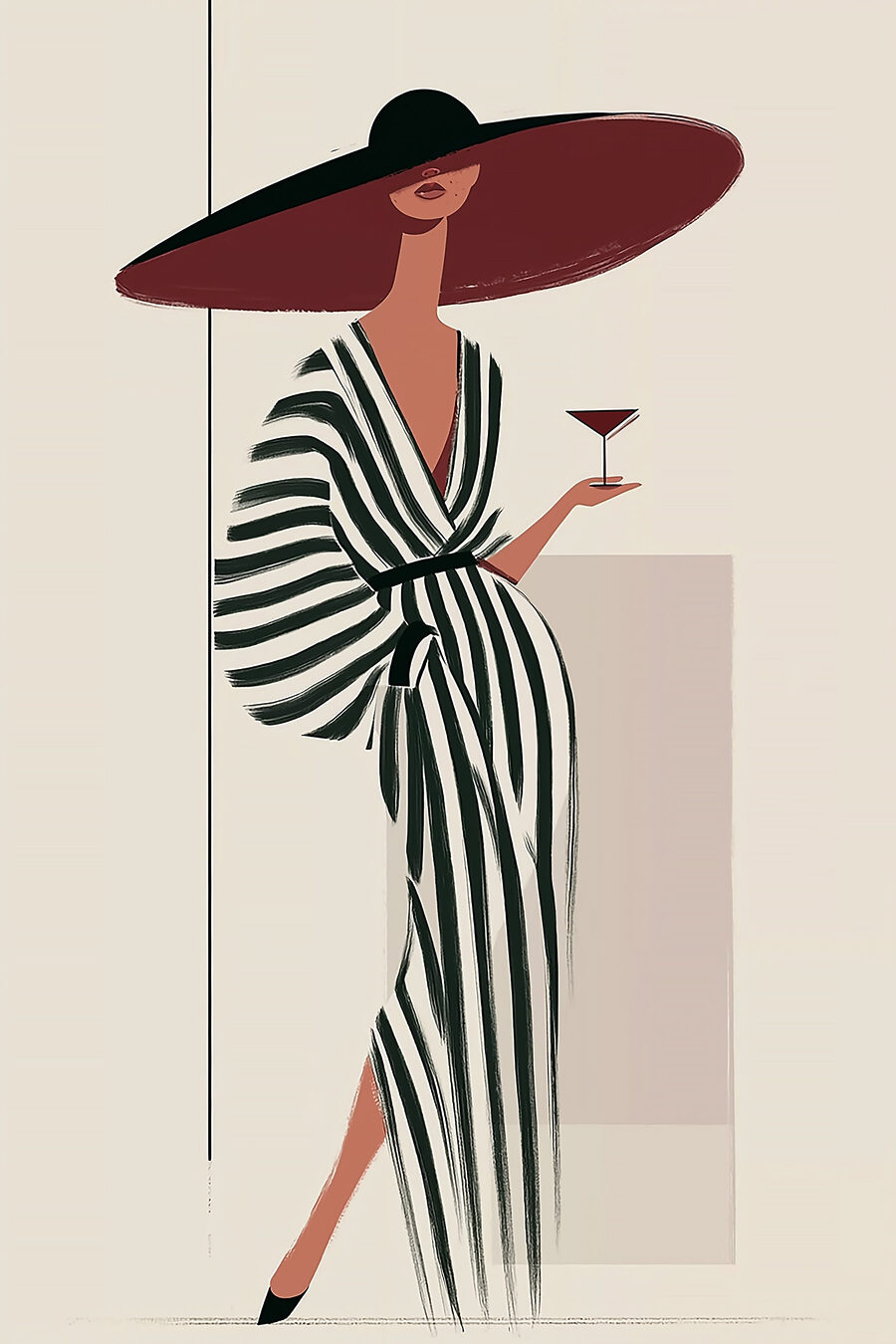 Mulher de chapéu vermelho — design completo
