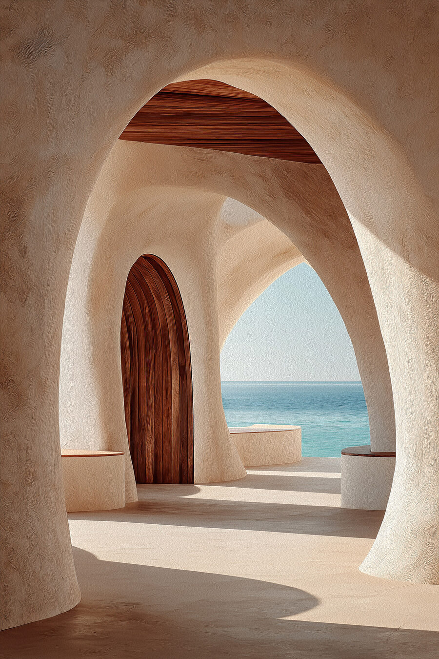 Mar através de arcos — design completo