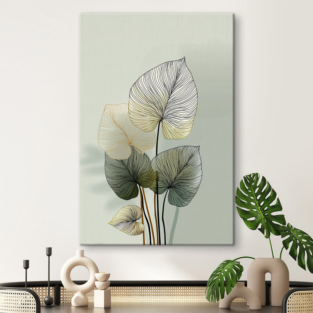 Folhas finas em verde-salva — interior 1