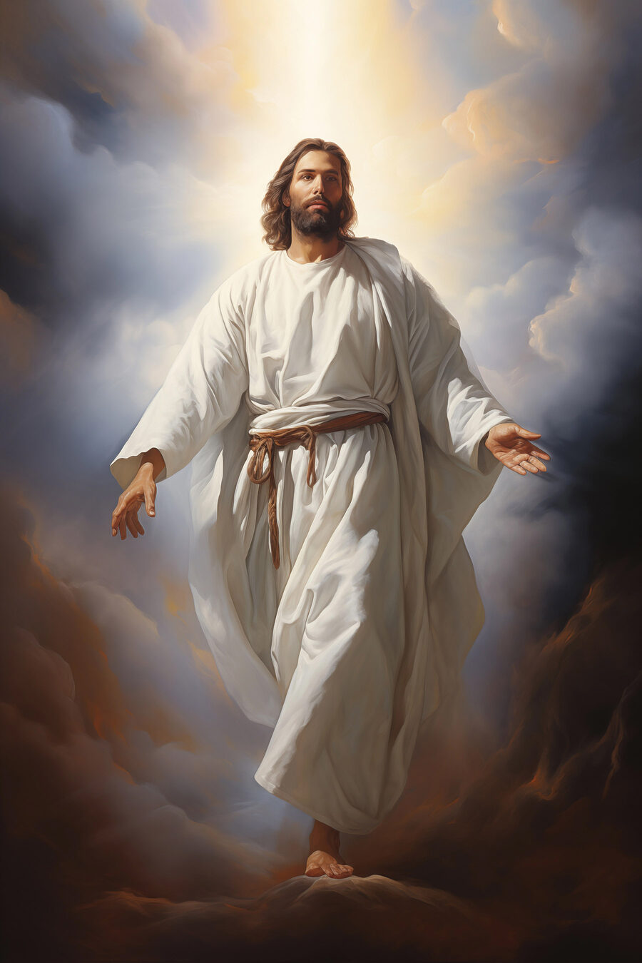 Jesus em contraluz celeste — design completo