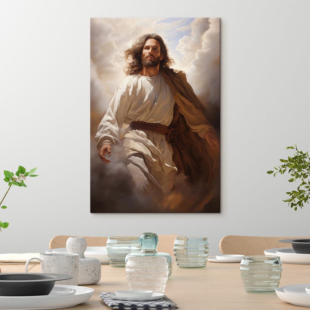 Homem entre nuvens douradas — interior 1